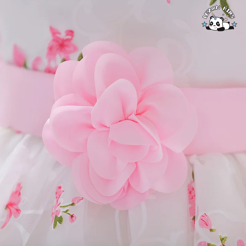 LEZONKIDS - Children Girl Clothing Kids Clothes Flower Girls Dress with Floral Print Wear Vendor Designers Summer Custom Wholesale Big Kids